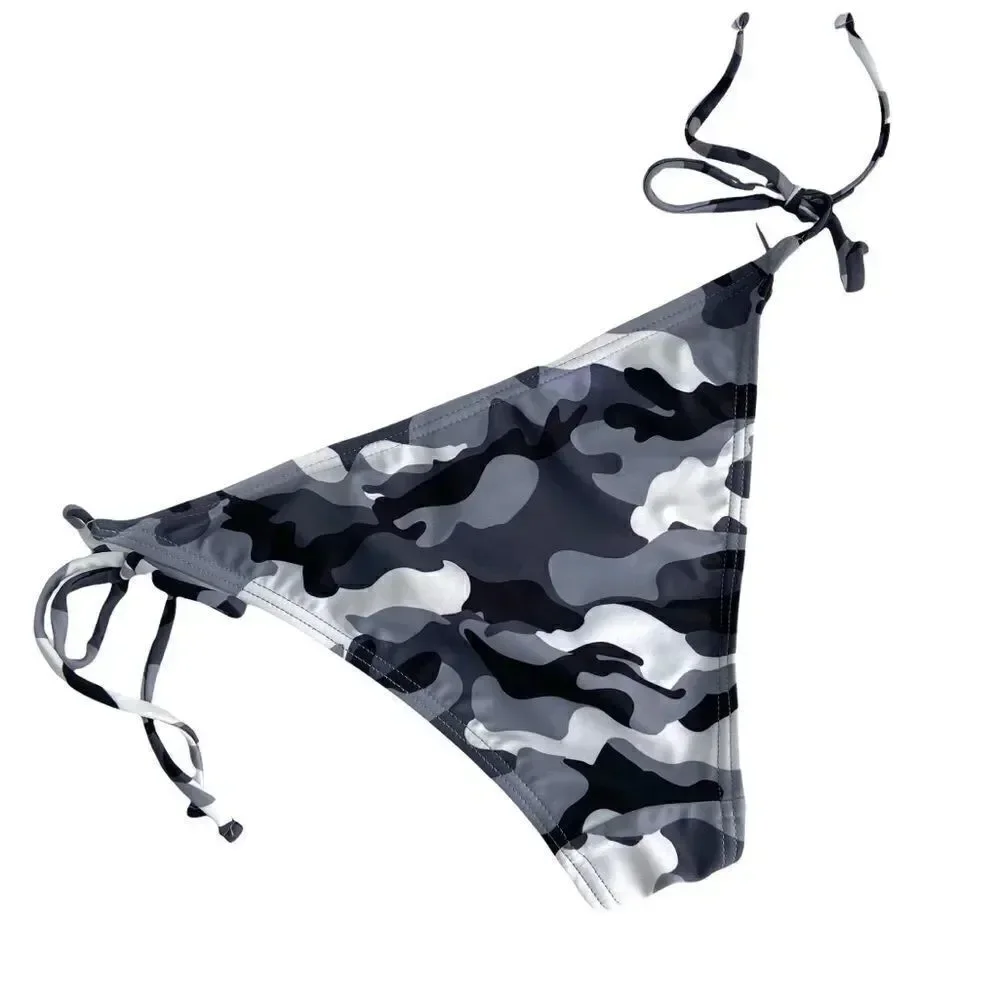 Damsel Rachael Black & White Camo Super Cheeky Bikini Bottoms in Size M